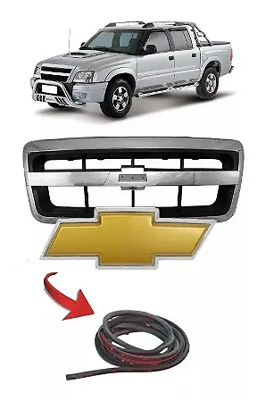 Grade S10 E Blazer Cromada C/emblema E Vedação 2001 A 2011